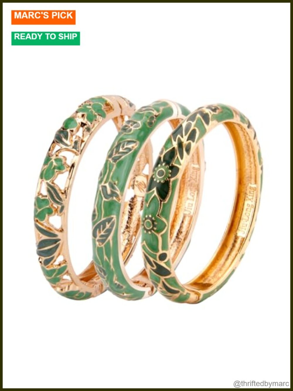 Gold Plated Cloisonne Flower Enamel Hinged Cuff Bracelet Hollowed Bangle